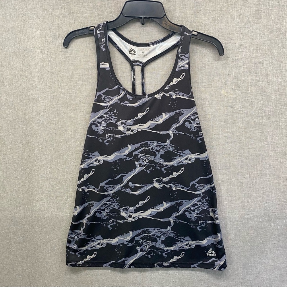 RBX Athletic Racer Back Tank Top Black & Gray Marble‎ Women Size | M